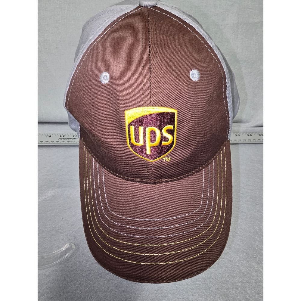 UPS Freight Employee Baseball Cap Brown Grey Embroidered Logo Adjustable Hat Men